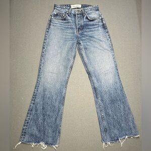 Reformation Cropped Blue Flare Jeans